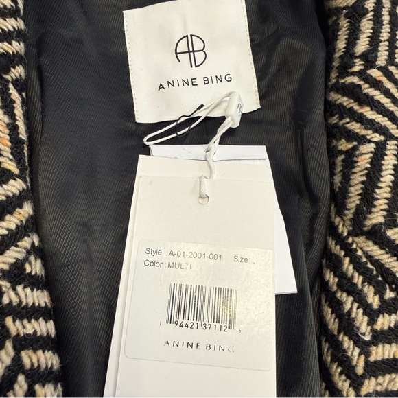 Anine Bing Diana Blazer Fishbone Herringbone Wool Blend Blazer Large NWT - Picture 5 of 16